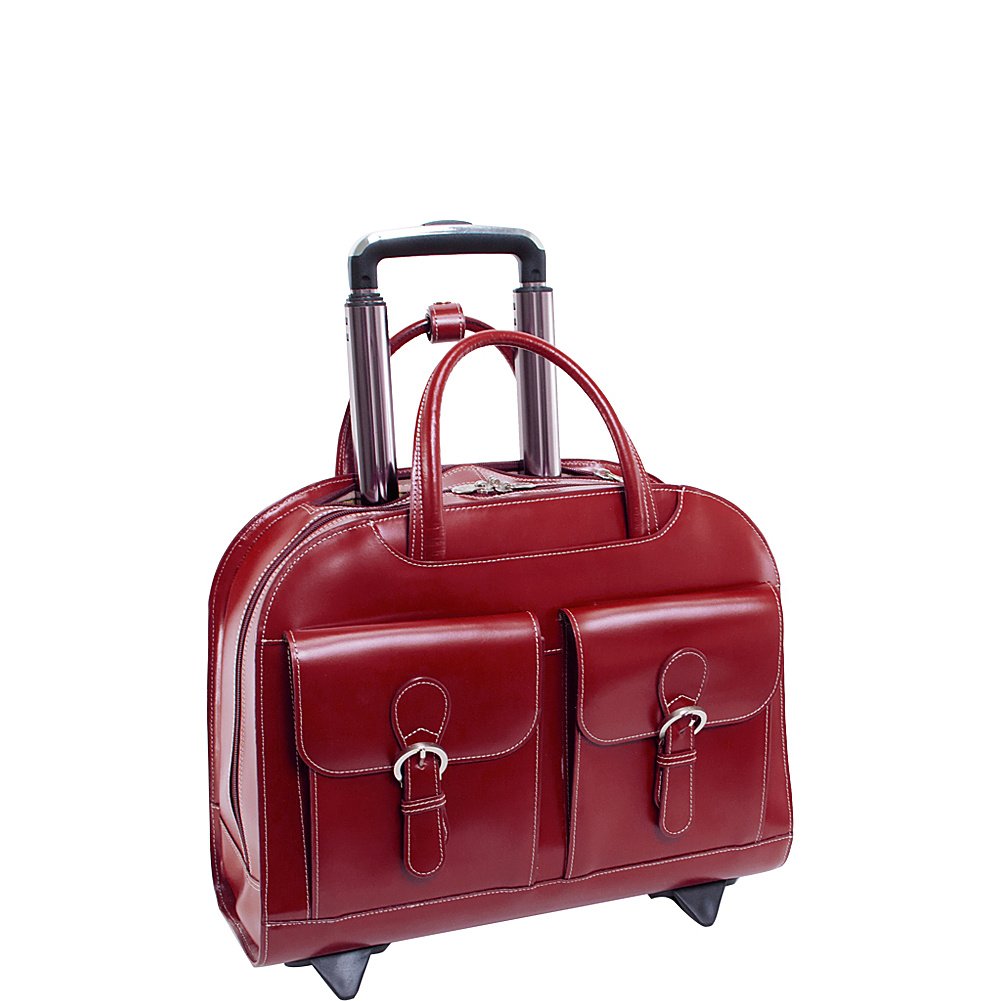 McKlein DAVIS, Top Grain Cowhide Leather, 15" Horizontal Wheeled Ladies' Laptop/Computer & Tablet Business Briefcase/Rolling Overnight Travel Bag