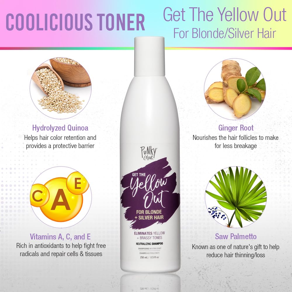 Punky Colour 3-in-1 Color Depositing Hair Cleanser & Conditioner - Tones & Refreshes Color, Sulfate-Free, 8.5 fl oz. (Yellow Out)