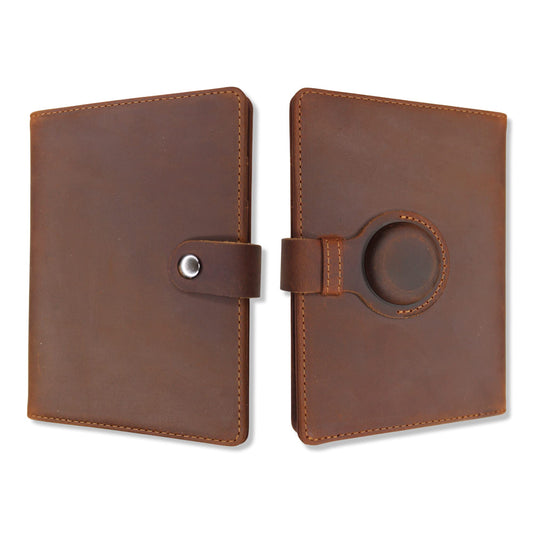 Genuine Leather AirTag & Moto Tag Passport Holder – RFID Blocking Travel Wallet & Document Organizer for Men & Women, Coffee