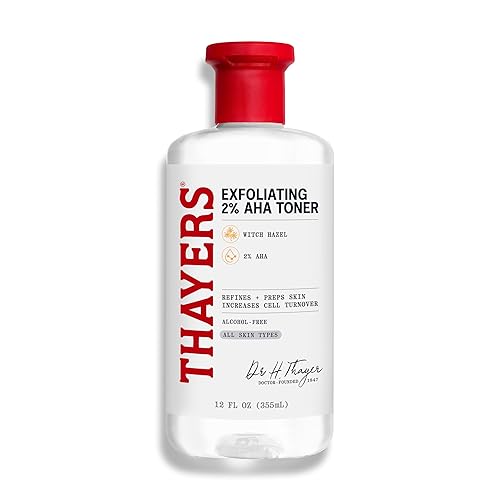 Thayers 2% AHA Exfoliating and Brightening Toner with Glycolic Acid, Lactic Acid and Witch Hazel, Smoothing and Pore Refining Skin Care for All Skin