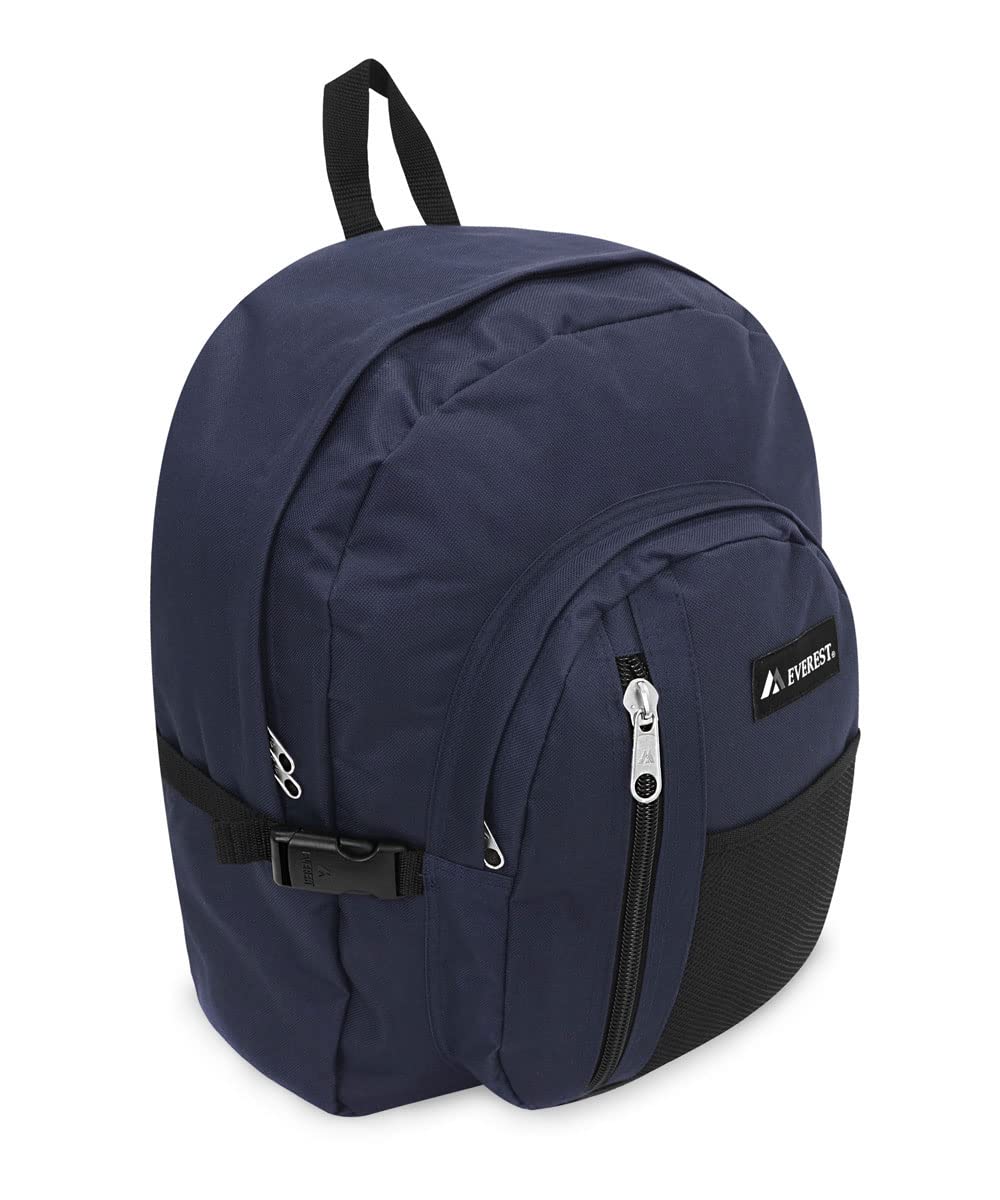 Everest Backpack with Front Mesh Pocket, Navy, One Size