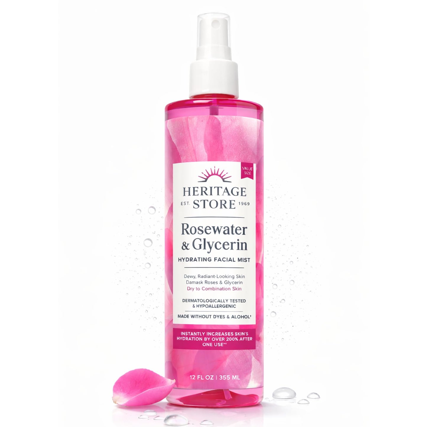 HERITAGE STORE Rosewater & Glycerin Hydrating Facial Mist - Dry Combination Skin Care - Rose Water Spray w/Vegetable Glycerine, Made Without Dyes or Beauty and Personal Care HERITAGE STORE Default Title