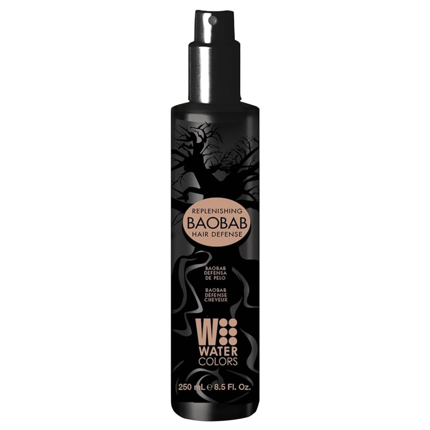 Watercolors Baobab Hair Defense. Replenishing, Anti Humidity, Anti Frizz, Anti Aging, Curl Defining Protecting Spray-8.5oz.