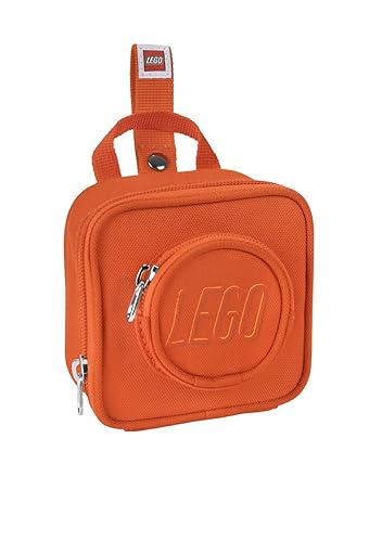 LEGO Kids Brick Mini Backpack Accessory Pouch with Novelty Backstraps, Snaps to Belt or Full-Size Backpack, Holds Small Items like Keys & Headphones, Orange