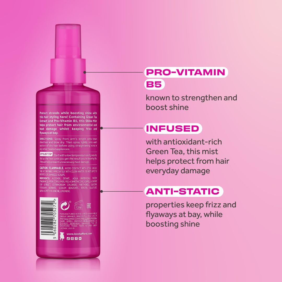 Lee Stafford Heat Protectant Hair Spray | Styling Collection - Best Thermal Defense Shine Mist for Daily Use, Frizz Control with Protection, Flat Iron