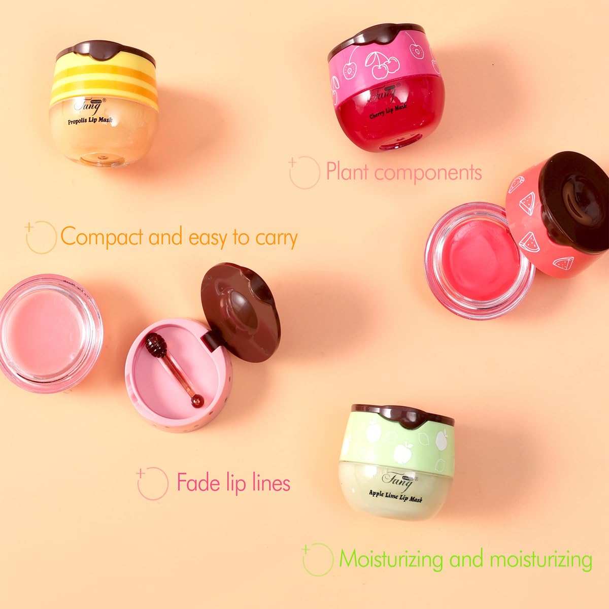 4 PCS Bee Lip Balm Honey Pot,Lip Mask Propolis Moisturizing Beauty and Personal Care WenFeng