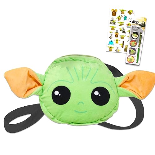 Baby Yoda Plush Purse Set - Bundle of Star Wars Plushie with Straps Plus Star Wars Stickers and More | Baby Yoda Crossbody Bag for Girls