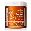 MOOM Organic Sugar Wax with Tea Tree Oil, 6 oz Jar, Hair Removal for Bikini, Brazilian, Face & Legs - Soft Wax for Sensitive Skin, Wax Beads