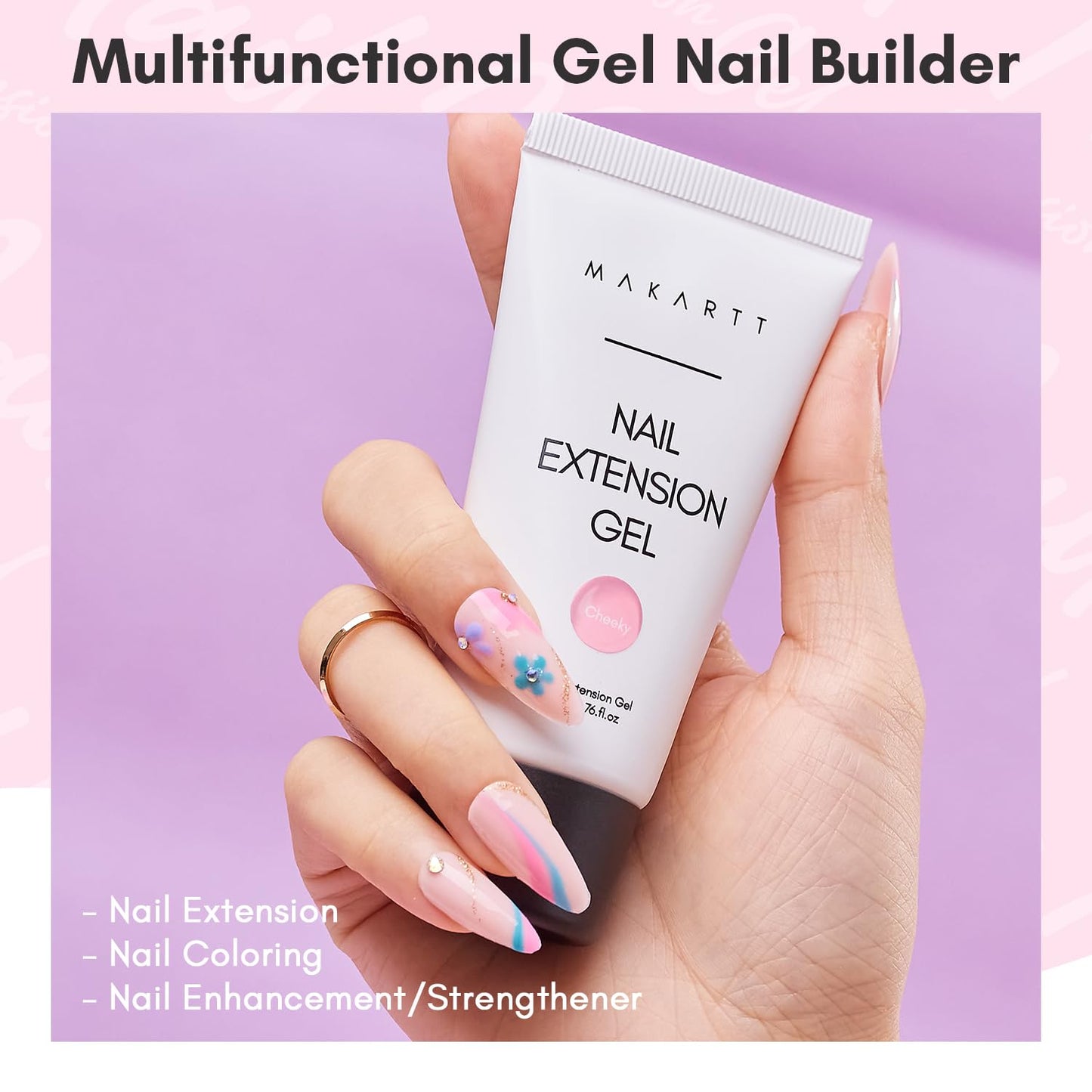 Makartt Poly Nail Gel 50ML: Builder Nail Extension Gel Daisy Pink Long-Lasting Easy-Use Gel for DIY Home Salon Beauty and Personal Care Makartt