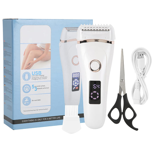 MUNEFE Women Electric Shaver, USB Rechargeable Women Electric Shaver, 3 in 1 Electric Shaver for Nose Face Body Leg Bikini Arm Hair Beauty and Personal Care MUNEFE