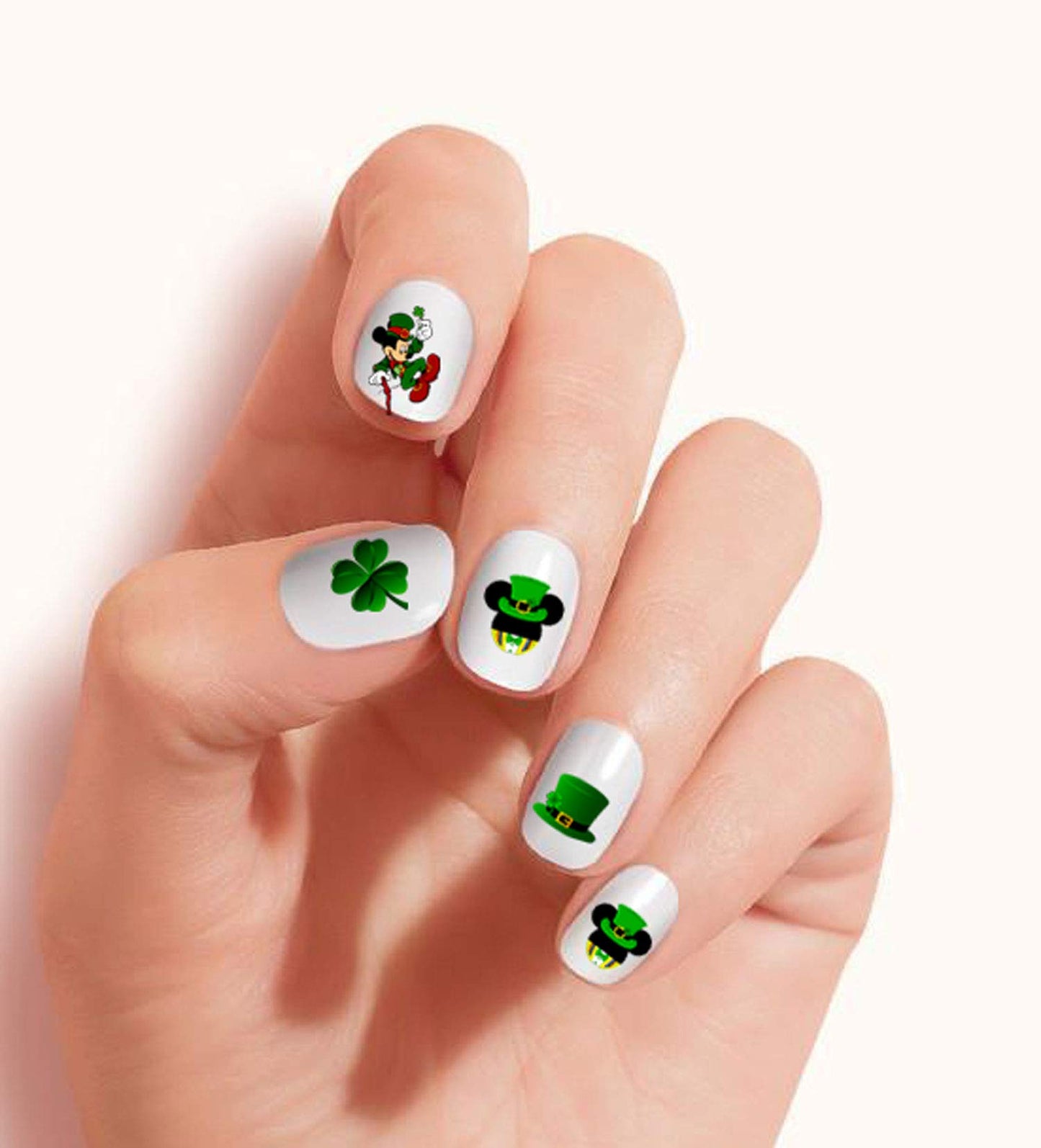 St Patrick's Day Nail Art Decals (Tattoo). Shamrock, Mickey, Hat, Skull, Clover, Luck. Set of 53 Waterslide Nail Art Decals. OSN-SPD008-53 by One Stop Beauty & Personal Care One Stop Nails