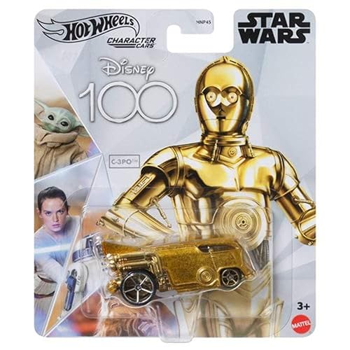 Hot Wheels Disney 100 Character Cars C-3PO, 1:64 Scale Collectible Toy Car from Star Wars