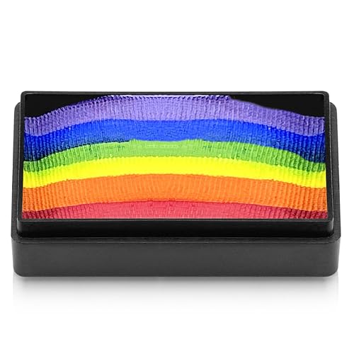 Kraze FX Dome Stroke - Essential Rainbow (25 gm), Professional 1-Stroke Split Cake, Hypoallergenic, Non-Toxic, Water Activated Face & Body Painting