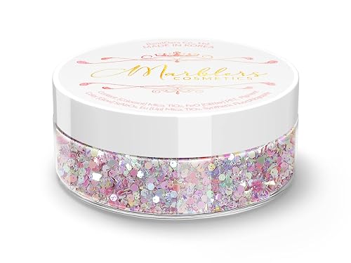 MARBLERS Mixed Shaped Face & Body Glitter [Pink] 0.18oz (5g) | Chunky | Chopped | Flake | Non-Toxic | Vegan | Cruelty-Free | Festival, Rave & Party