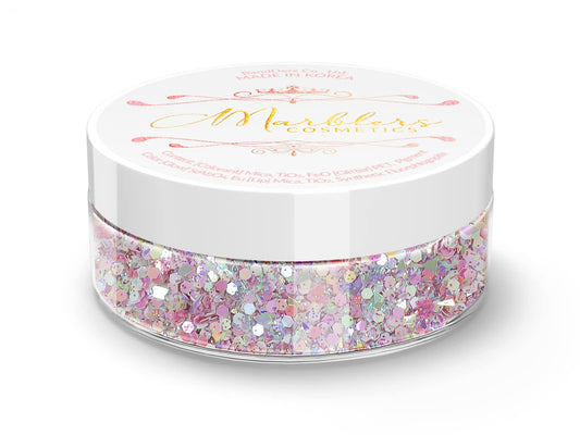 MARBLERS Mixed Shaped Face & Body Glitter [Pink] 0.18oz (5g) | Chunky | Chopped | Flake | Non-Toxic | Vegan | Cruelty-Free | Festival, Rave & Party