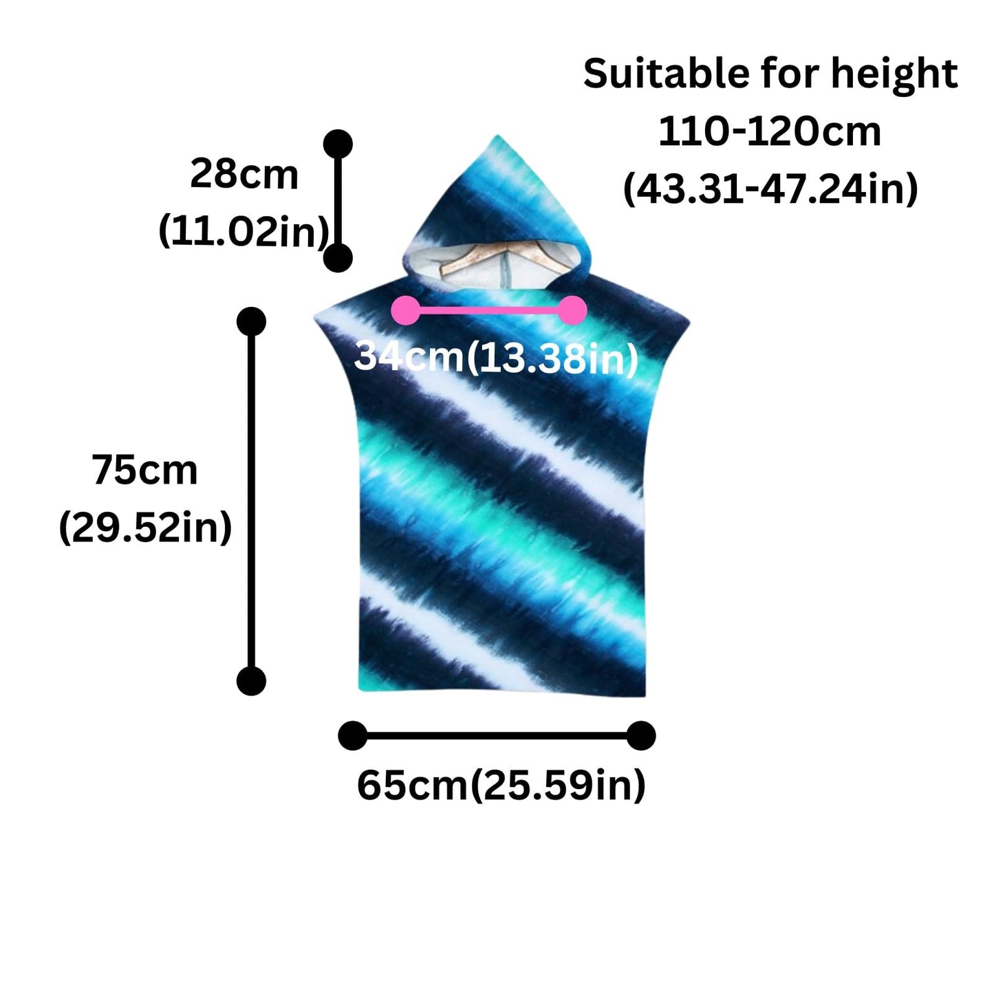 kaylz Microfiber Surf Poncho Wearable Beach Towel Oversized, Kids Adult Hooded Towel Quick Dry Changing Poncho (75 * 65cm, Navy)