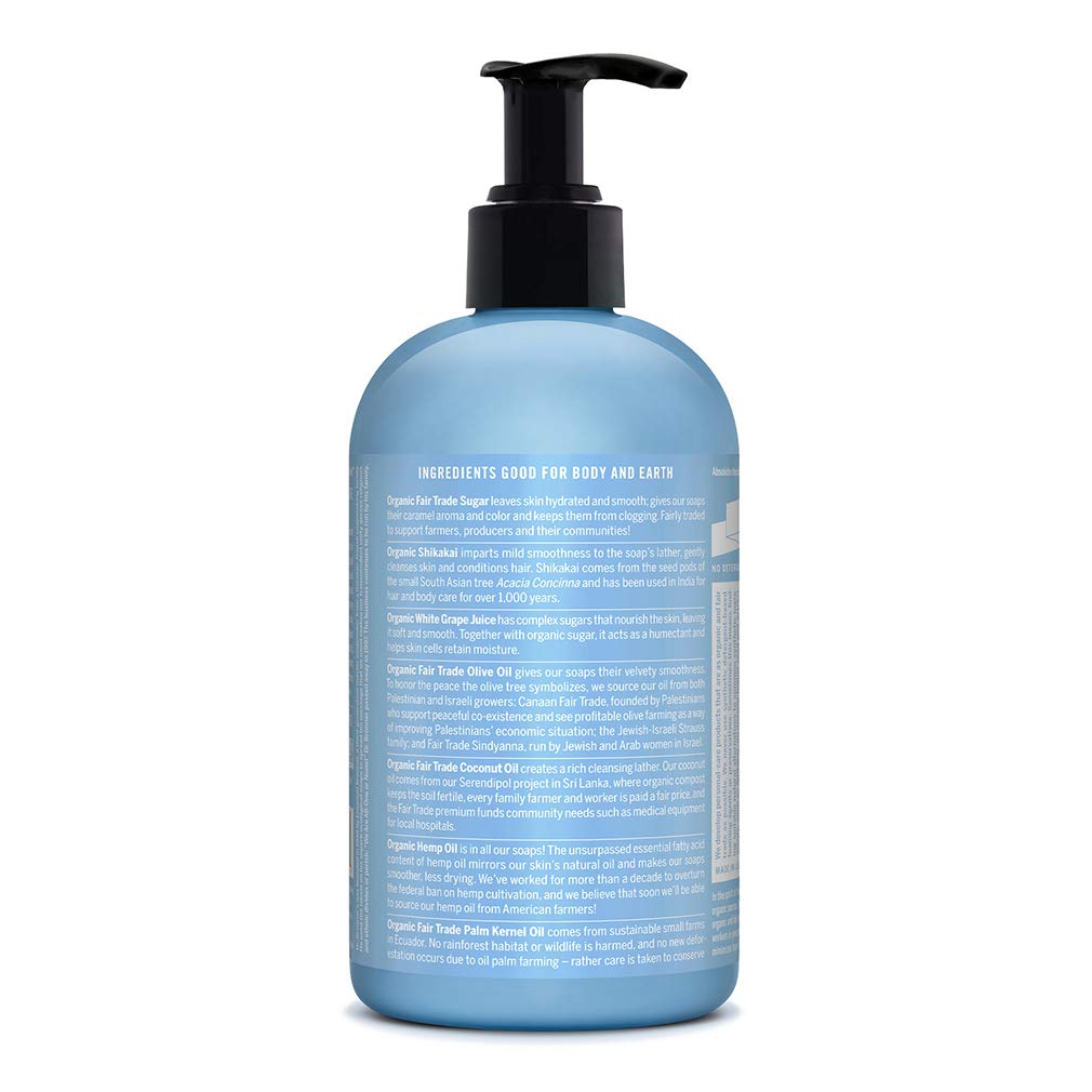 Dr. Bronner's Organic Sugar Soap (Baby Unscented, 12 Ounce) - Made with Regenerative Certified Organic Oils, Sugar & Shikakai Powder, 4-in-1 Use