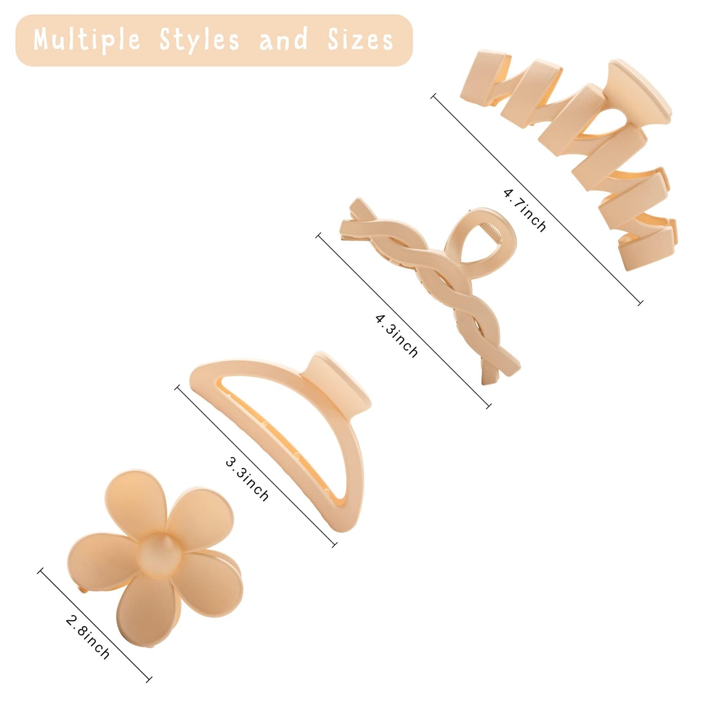8PCS Hair Clips for Women, Flower Claw Clips for Thick Hair, Non-Slip Hair Accessories with Multi-Styles, Neutral Colors Hair Claw Clips and Variety Beauty and Personal Care Sunolga