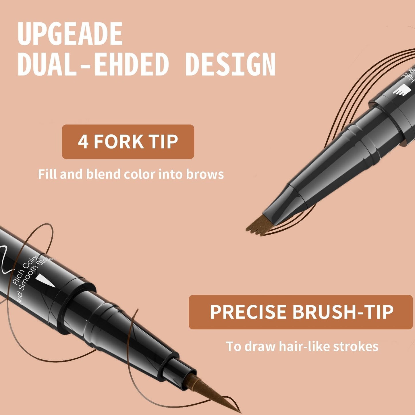 Eyebrow Pen, 2-in-1 Dual-ended Microblading Eyebrow Pencil, Eye Brow Pencils for Women with 4-Fork-Tip & Precise Brush-Tip Create Natural Hair-Like…