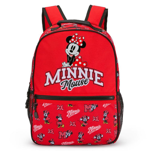 Disney Store Official Minnie Mouse Collegiate Backpack - Kids Backpack with Embroidered Accents, Adjustable Straps, Zip Compartments & Mesh Pockets, Screen Art Featuring Minnie Mouse