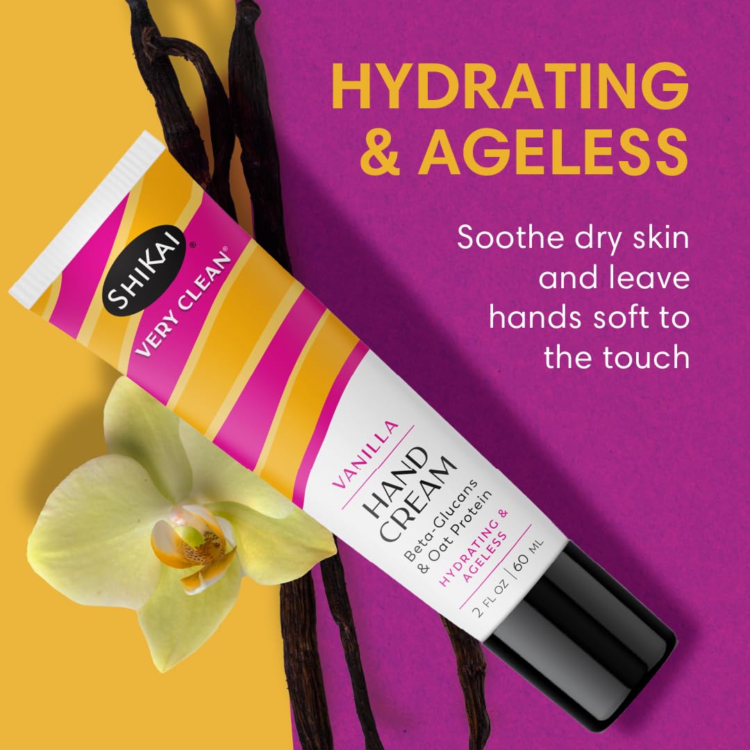 ShiKai Very Clean Hydrating Hand Cream (Vanilla, 2 oz) | Moisturizer Lotion for Dry Skin | For Nourished, Hydrated Hands