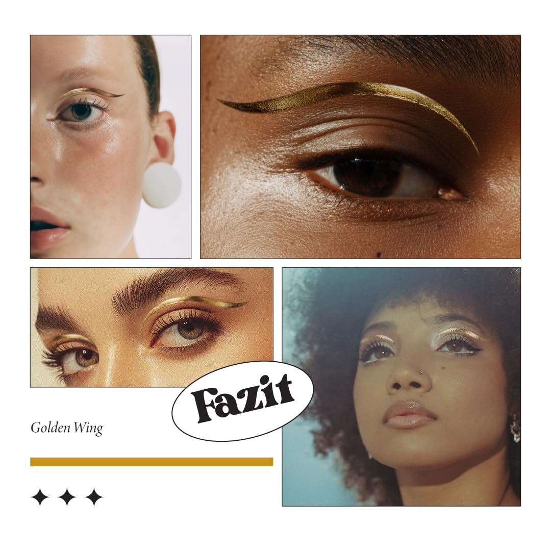 Fazit Makeup Patches - Golden Wing Eyes - Glow Up Make-Up Patches - Cute Glitter Makeup Accessories For Women - Cosmetic Glitter For Face