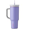 Owala Stainless Steel Triple Layer Insulated Travel Tumbler with Spill Resistant Lid, Straw, and Carry Handle, BPA Free, 40 oz, Light Purple