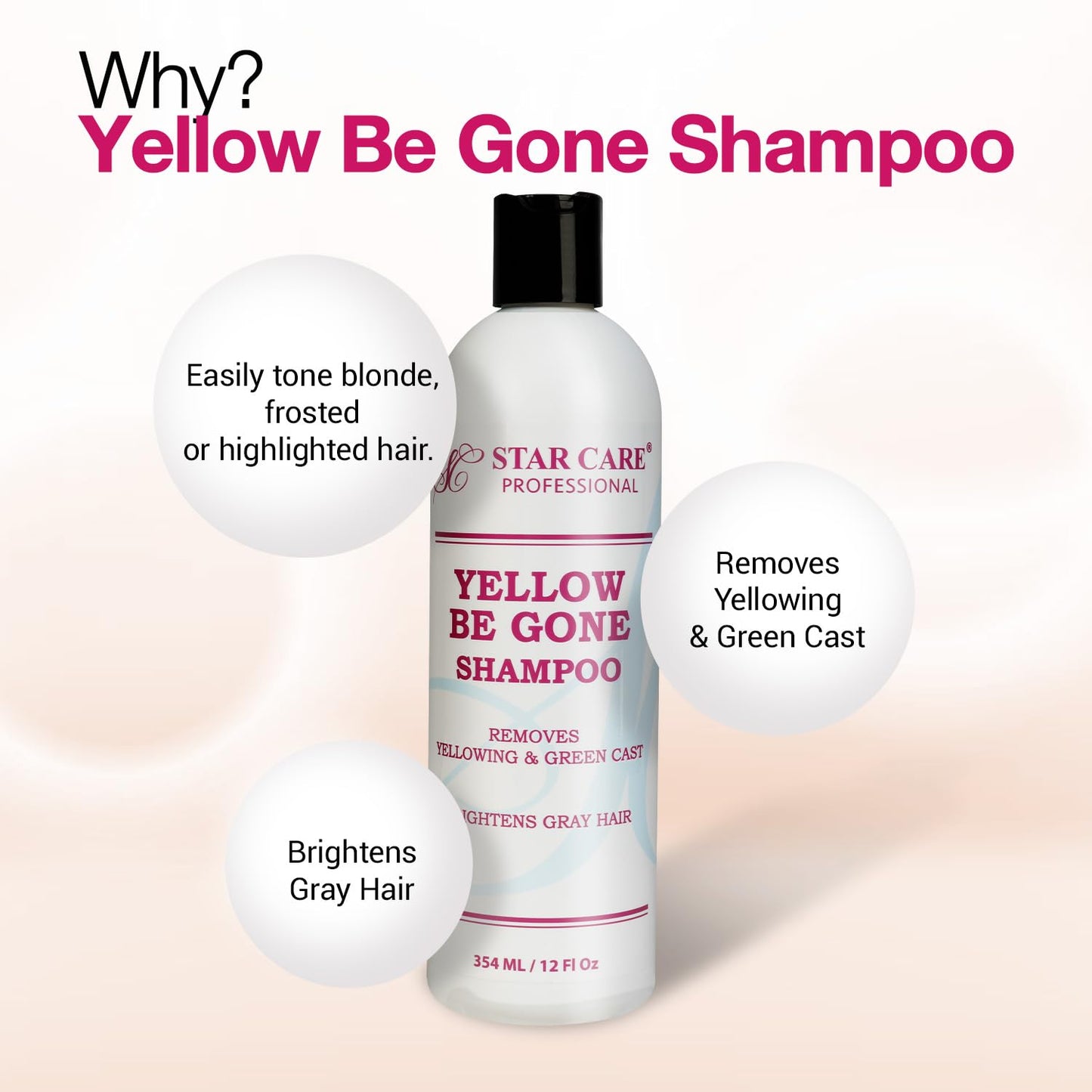 STAR CARE Yellow Be Gone Shampoo & Conditioner Set 4oz Each Clarifying Toning Duo for Blonde Gray Bleached Highlighted Hair Neutralizes Brass Restores