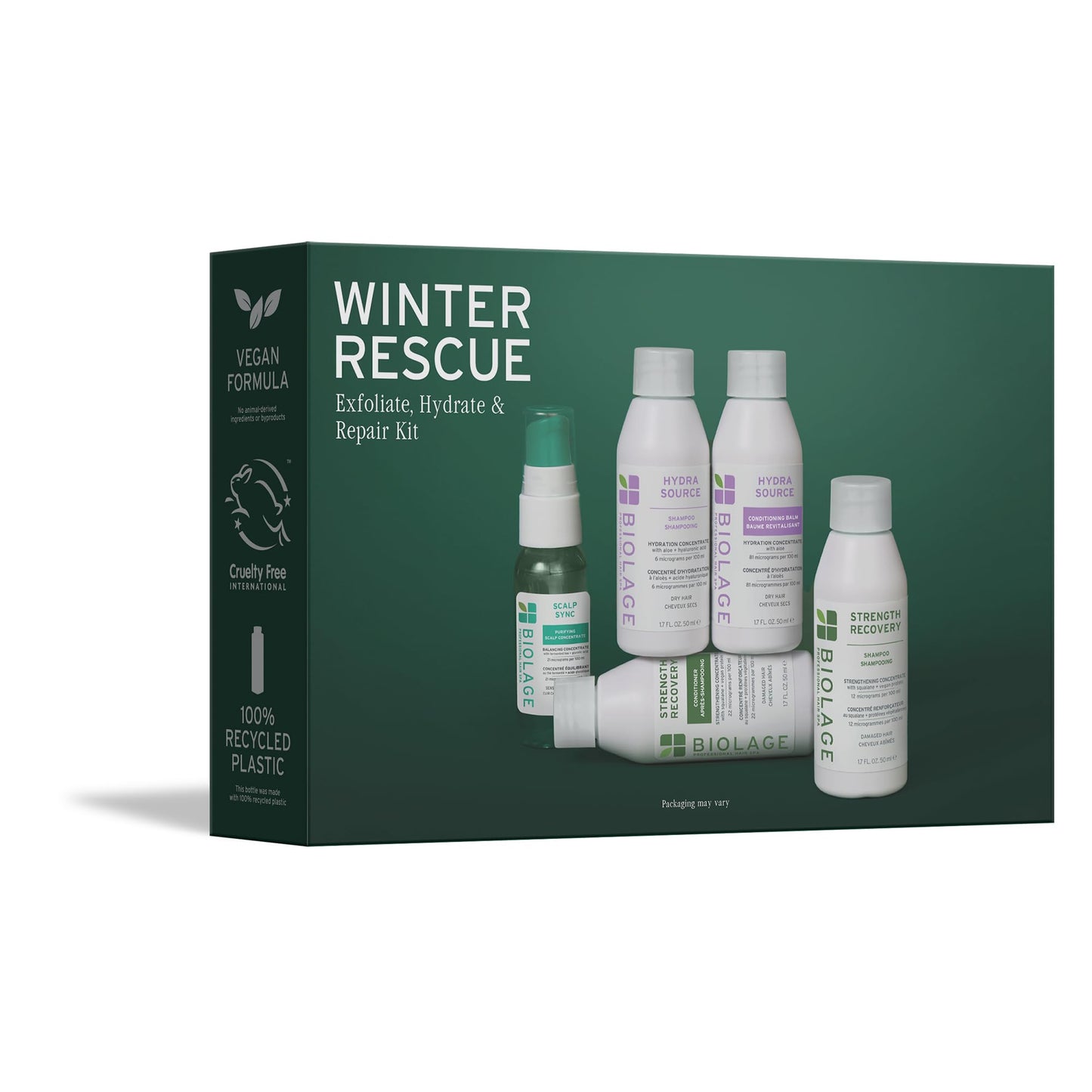 Biolage Winter Rescue Kit - Hydra Source and Strength Cure Mini Shampoo, Conditioner and Scalp Sync Concentrate, Hydrates and Repairs Damage