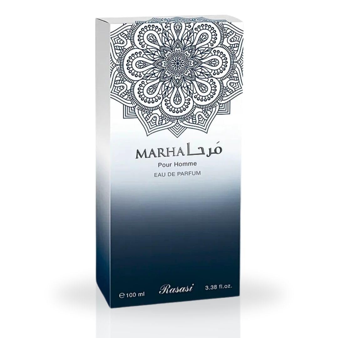 RASASI Marha Eau De Parfum Spray 100ML (3.38 OZ) Long Lasting Arabian Perfume for Men with Aromatic, Warm And Floral Notes - Captivating And Luxurious