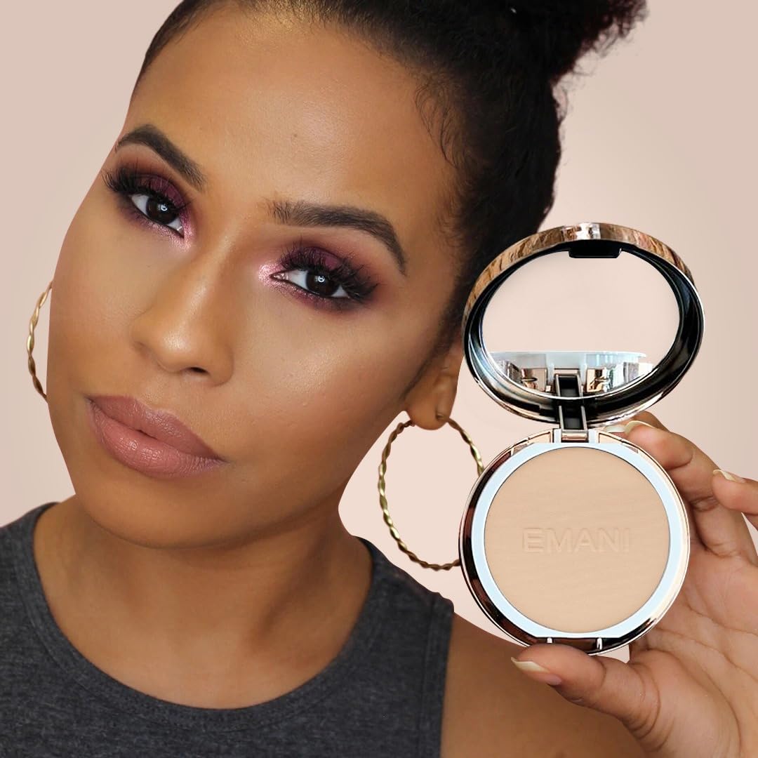 Emani HD Bamboo Setting Powder for Makeup or No Makeup Look, Natural Minerals for Sensitive Skin, Talc Free, All Skin Tones, Made in the USA
