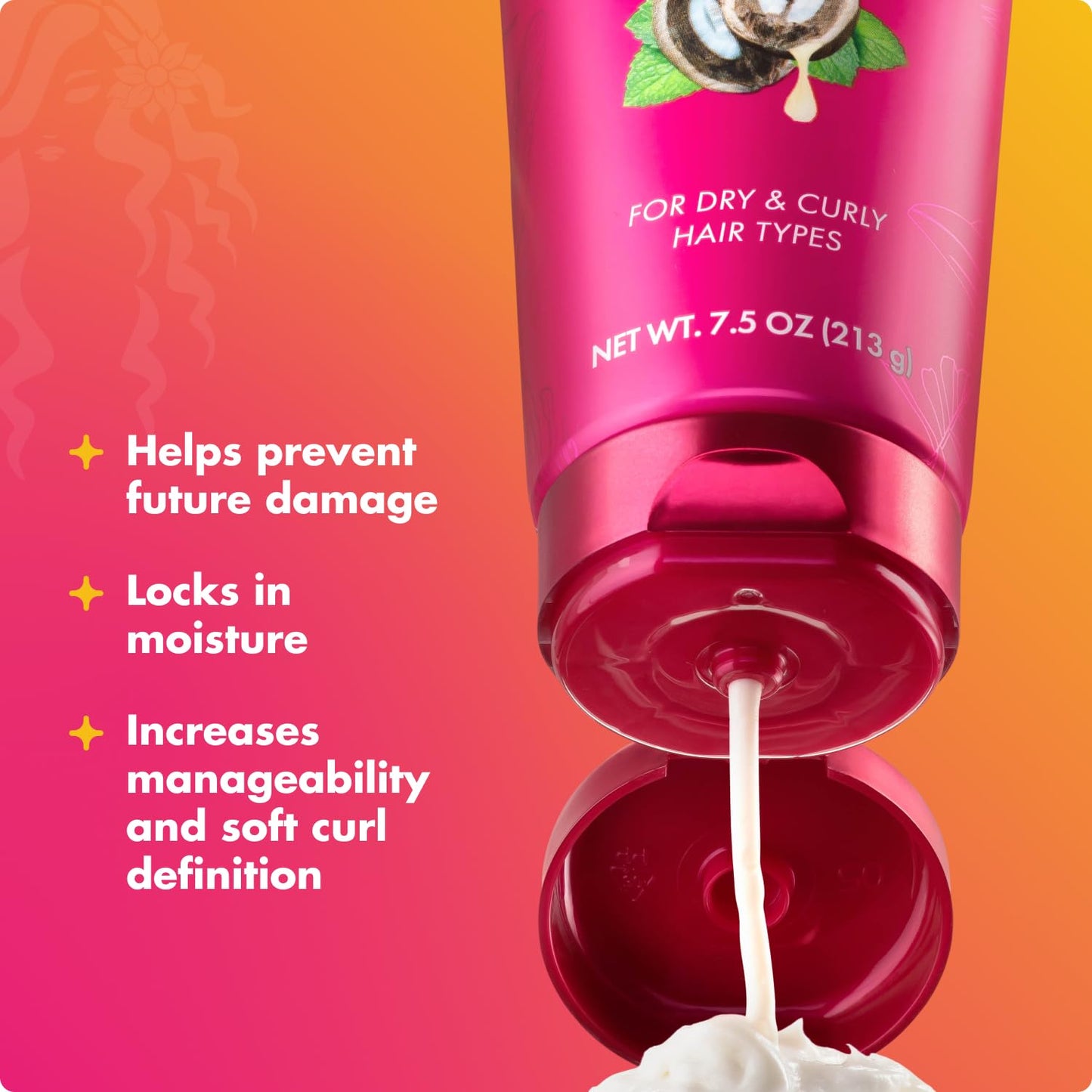 Mielle Organics Babassu & Mint Brazilian Curly Cocktail Curl Cream - Curl Defining, Hair Styling Cream for Textured Hair - Locks in Moisture, Boosts