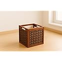 SDFUMAO Handwoven Wicker Storage Bin with Wooden Frame and Fabric Liner, Square Organizer Basket with Handles for Living Room, Closet, or Laundry…