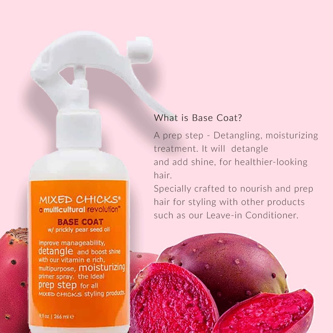 Mixed Chicks Base Coat w/Prickly Pear Seed Oil for Hair Detangling & Shine, 9 fl. oz.