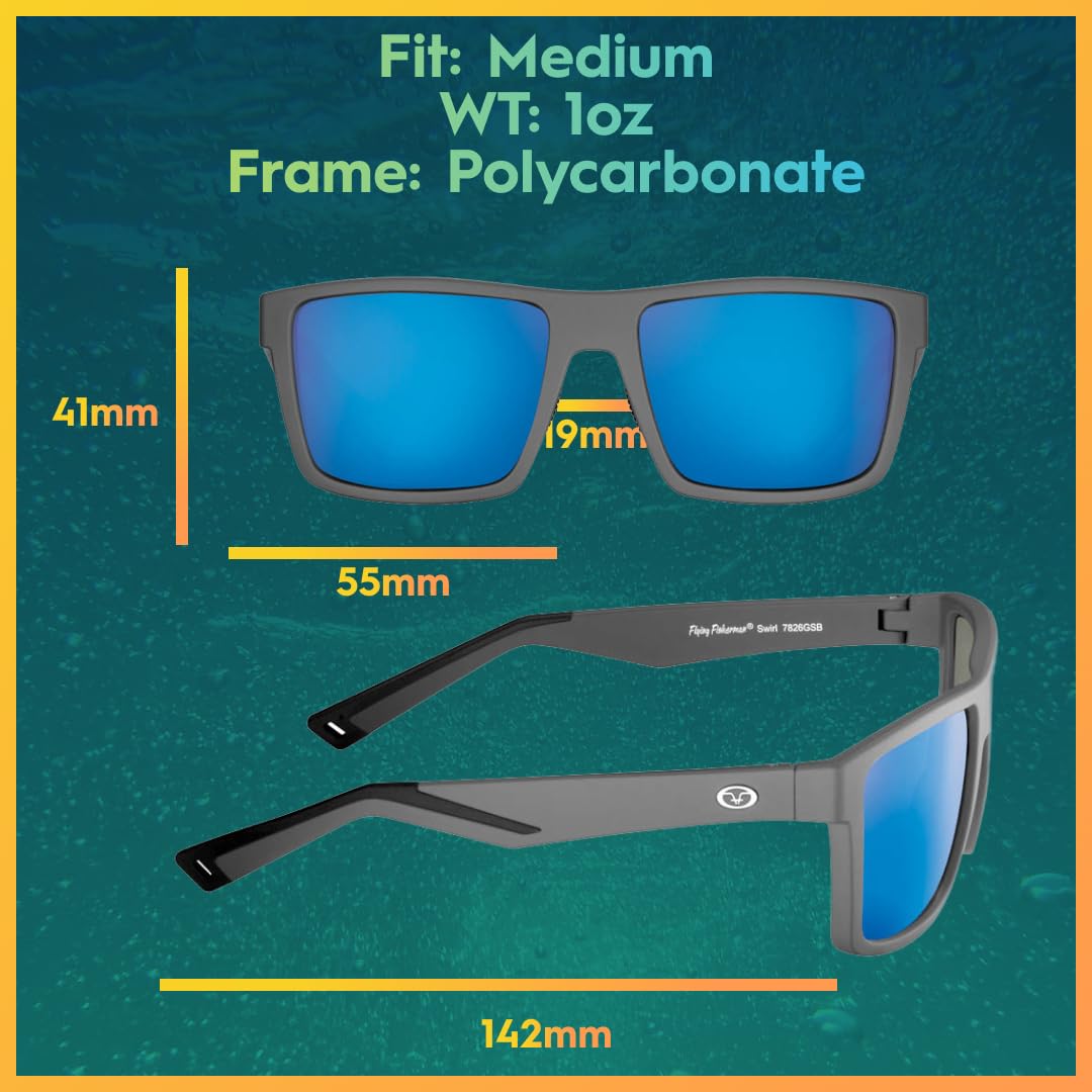 Flying Fisherman Swirl Polarized Sunglasses for Men, Women, Fishing, Boating, Outdoor Sports, 100% UV Protection