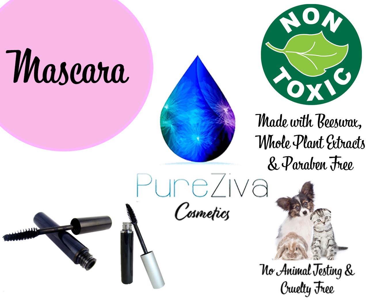 Pure Ziva Royal Blue Electric Volumizing Lash Extending Mascara, Paraben Free, No Animal Testing & Cruelty Free