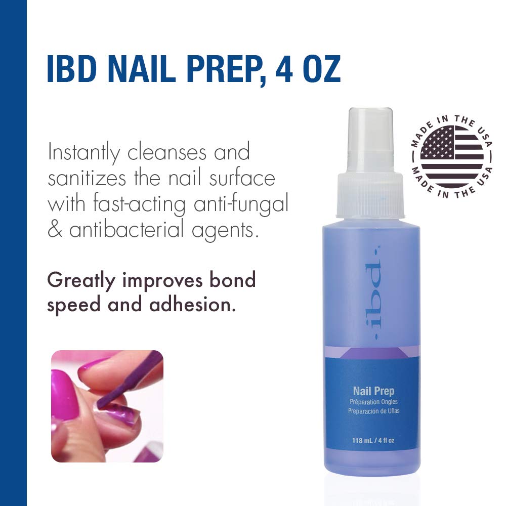 IBD Nail Prep Dehydate Spray - Nail Dehydrator & Cleanser for Acrylic, Gel & Dip Powder, Improves Bond Speed & Adhesion - 4 oz