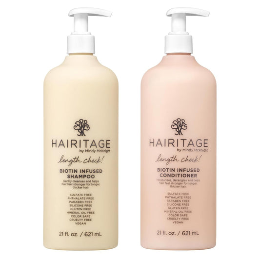Hairitage Biotin Shampoo and Conditioner Set - Sulfate Free + Paraben Free, Color Safe, with Castor Oil for Anti-Frizz, Volume + Moisture for Women Beauty & Personal Care Hairitage