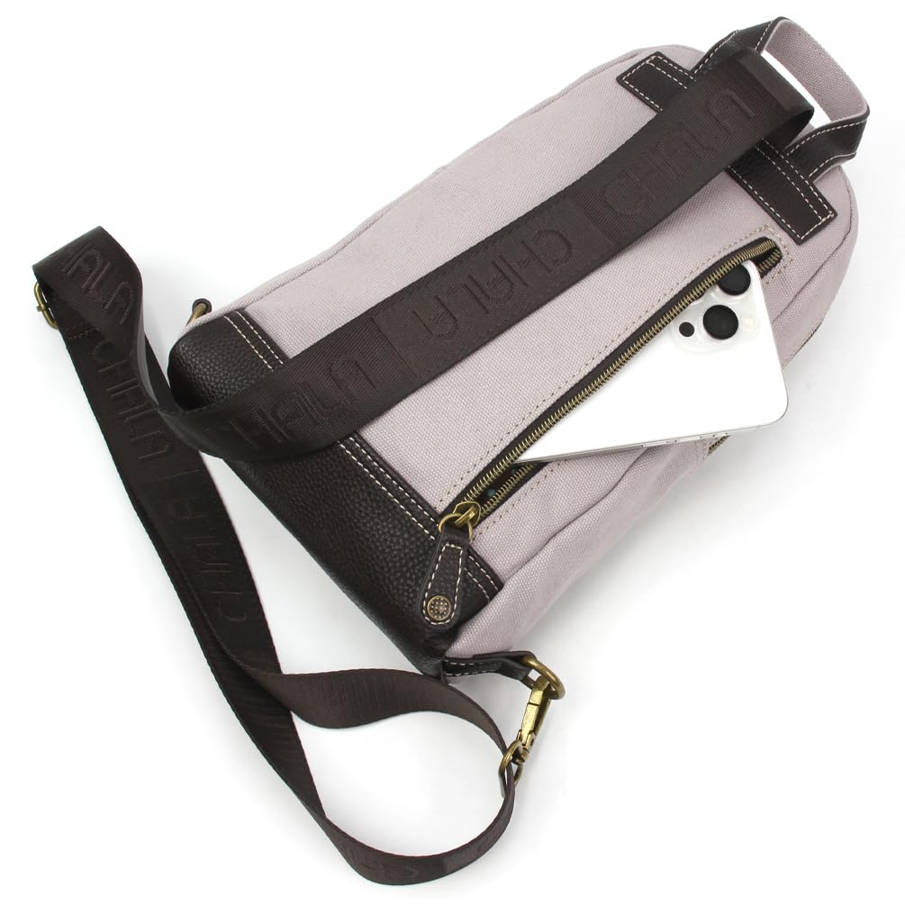 CHALA Canvas Sling Bag Women RFID Protected Canvas Crossbody Backpack with Adjustable Strap (Flamingo Group - Gray)