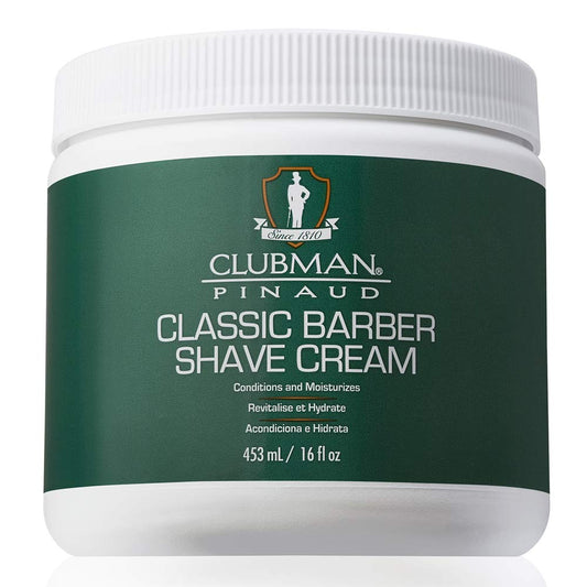 Clubman Pinaud Classic Barber Shave Cream, Moisturizing and Conditioning for Smooth Shave, Professional Quality for All Beard Types, 16 fl oz, 1-pack