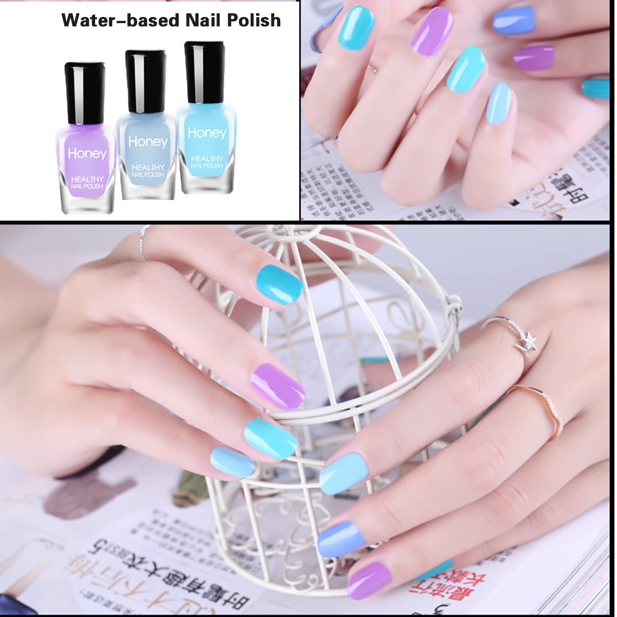 Tophany Non Toxic Easy Peel Off and Fast Dry Nail Polish Set for Pack, Eco Friendly & Organic Water Based Nail Polish for Women,Teens,Kids (10