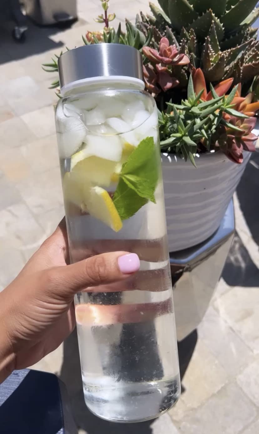 Millan Collection 2 Pack - 32 oz Glass Water Bottle, Wide Mouth, BPA Free with Leak-Proof Stainless Steel Lid (2)