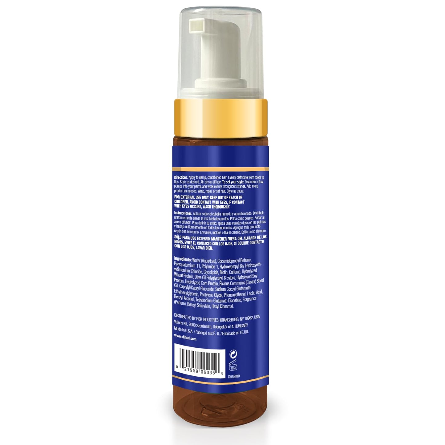 Difeel Biotin Foaming Mousse 8 oz. - Curly Hair Biotin Thickening Mousse, Ideal for Curls, Rows, Braids, and Coils