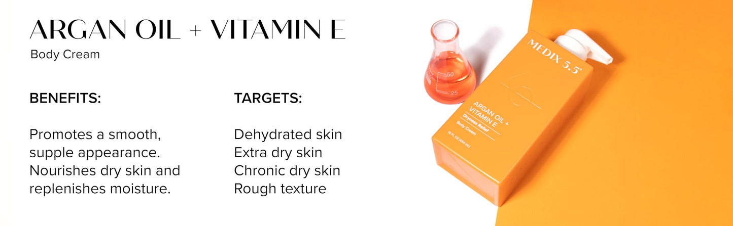 Medix 5.5 Argan Oil + Vitamin E Cream Anti Aging Skin Care Moisturizer Body Lotion For Women & Men | Firming Body Lotion Reduces Look Of Wrinkles