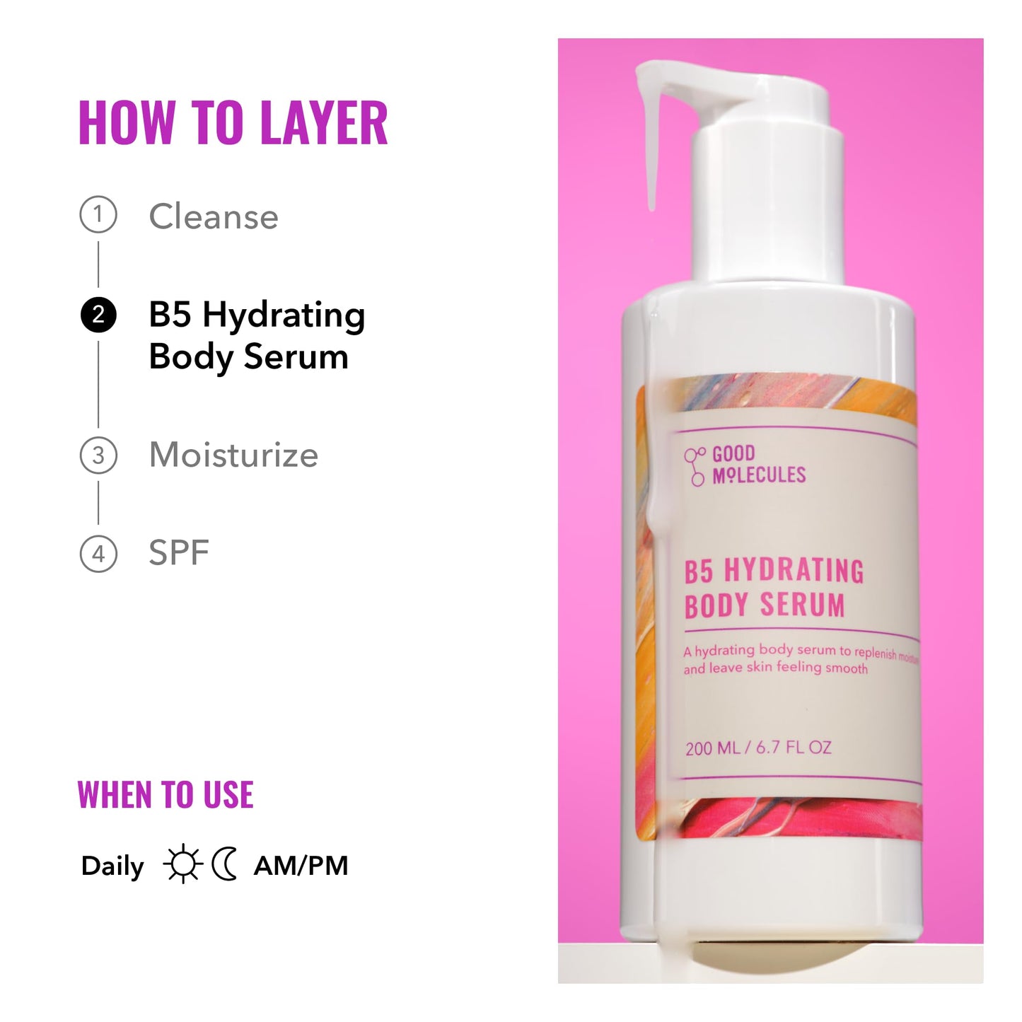 Good Molecules B5 Hydrating Body Serum - Vitamin B5 Ultra Hydrating Serum with Beta Glucan to Retain Moisture and Plumpness, Skin Care for Body