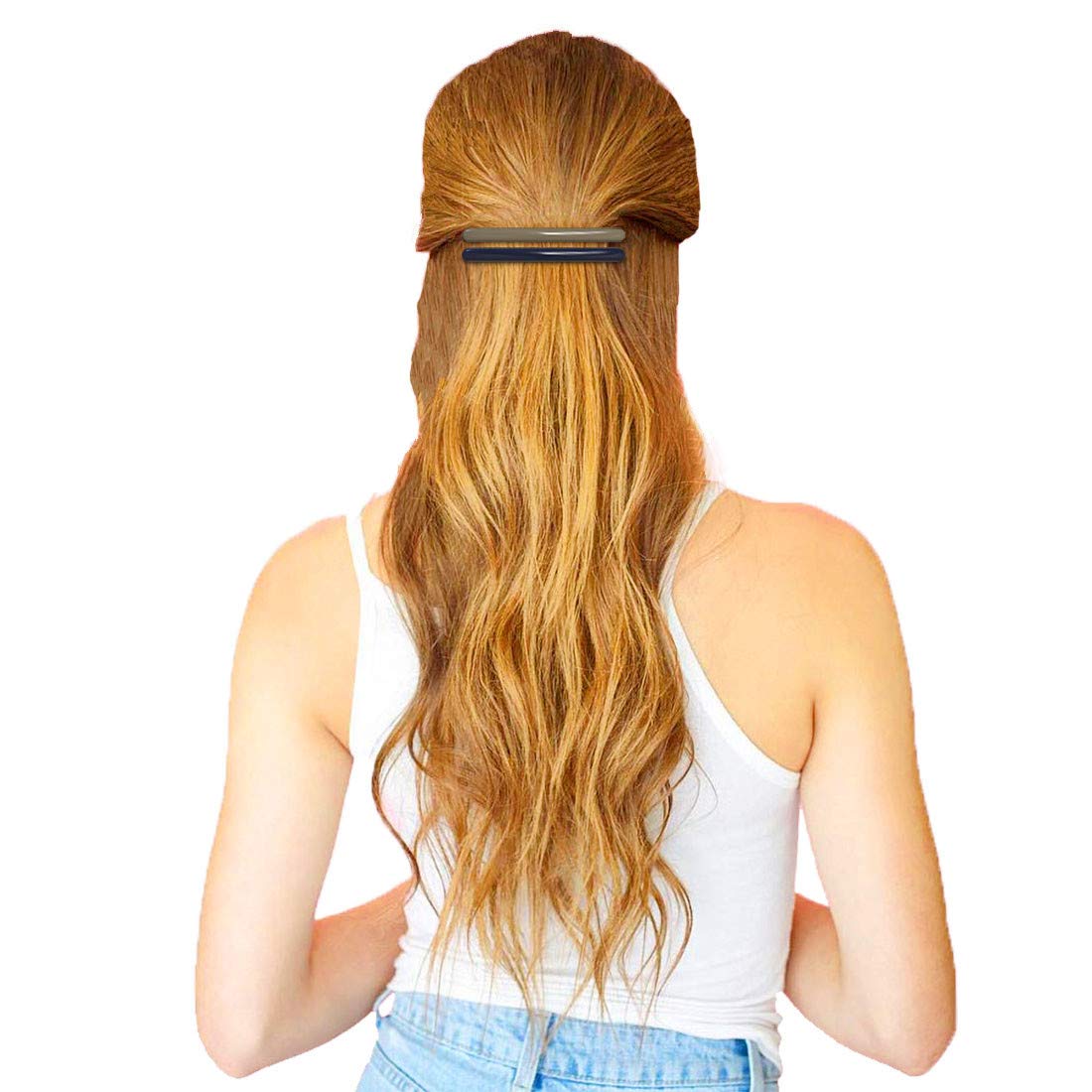 HYFEEL Skinny Hair Barrettes for Women Long Simple Acrylic French Hair Clips Elegant Classic Hairpins Steel Clip Clamp Girls Hair Accessories Navy