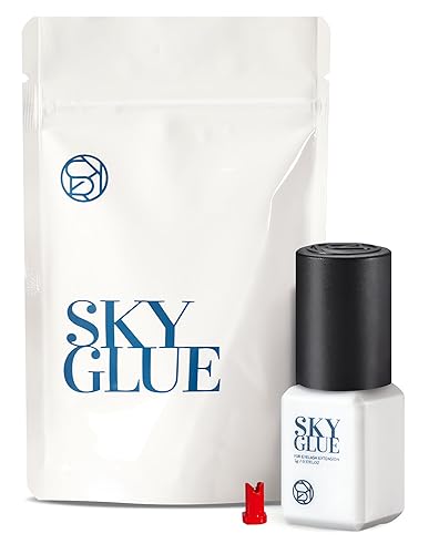 Super Strong Sky D Eyelash Extension Glue 5ml - Professional Black Bonding Adhesive for Long Lasting Semi Permanent Individual Lash Extensions - 3-4s