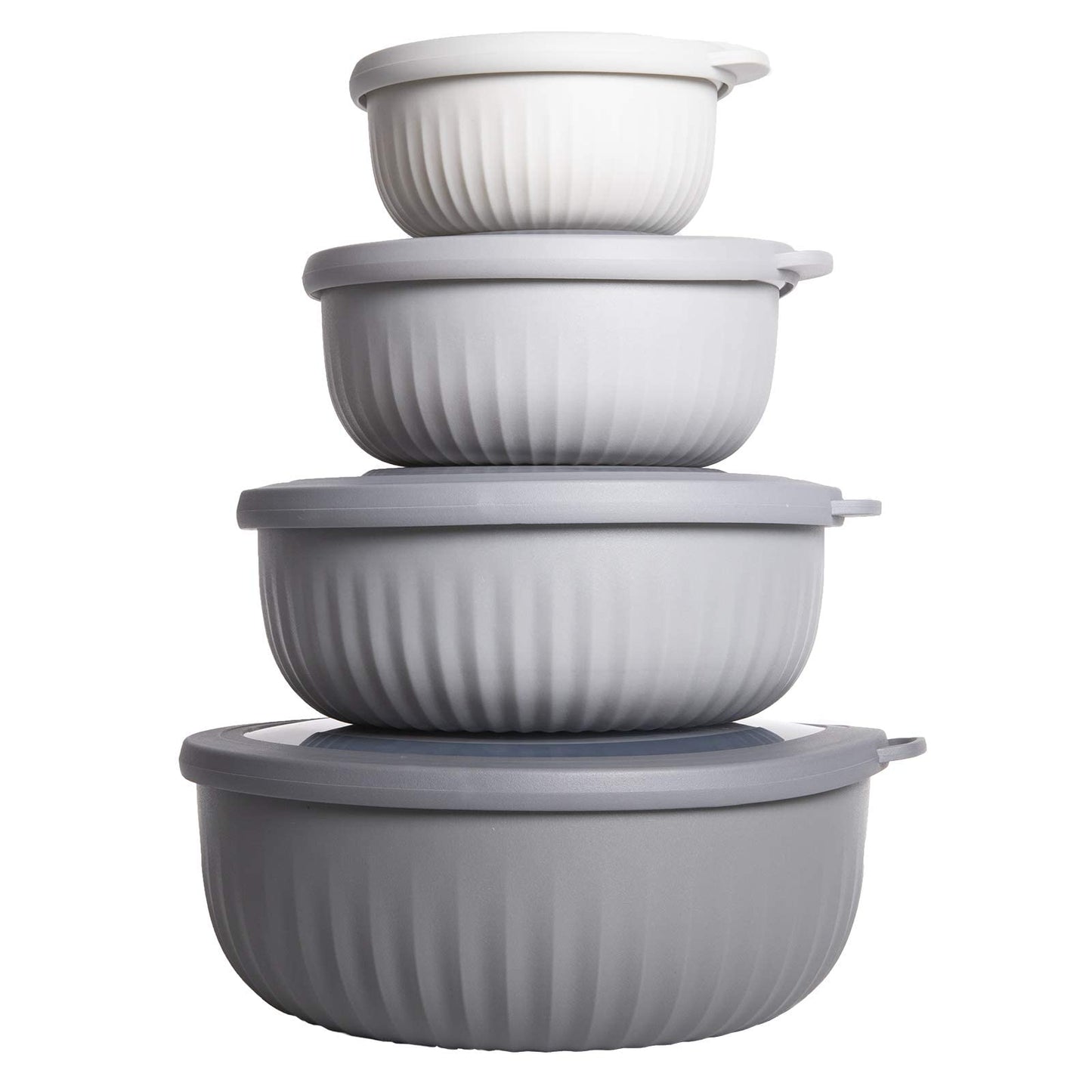 COOK WITH COLOR Prep Bowls with Lids- Wide and Deep Nesting Plastic Small Mixing Bowl Set with Lids, 8 Piece Set - Wide Bowls, Gray