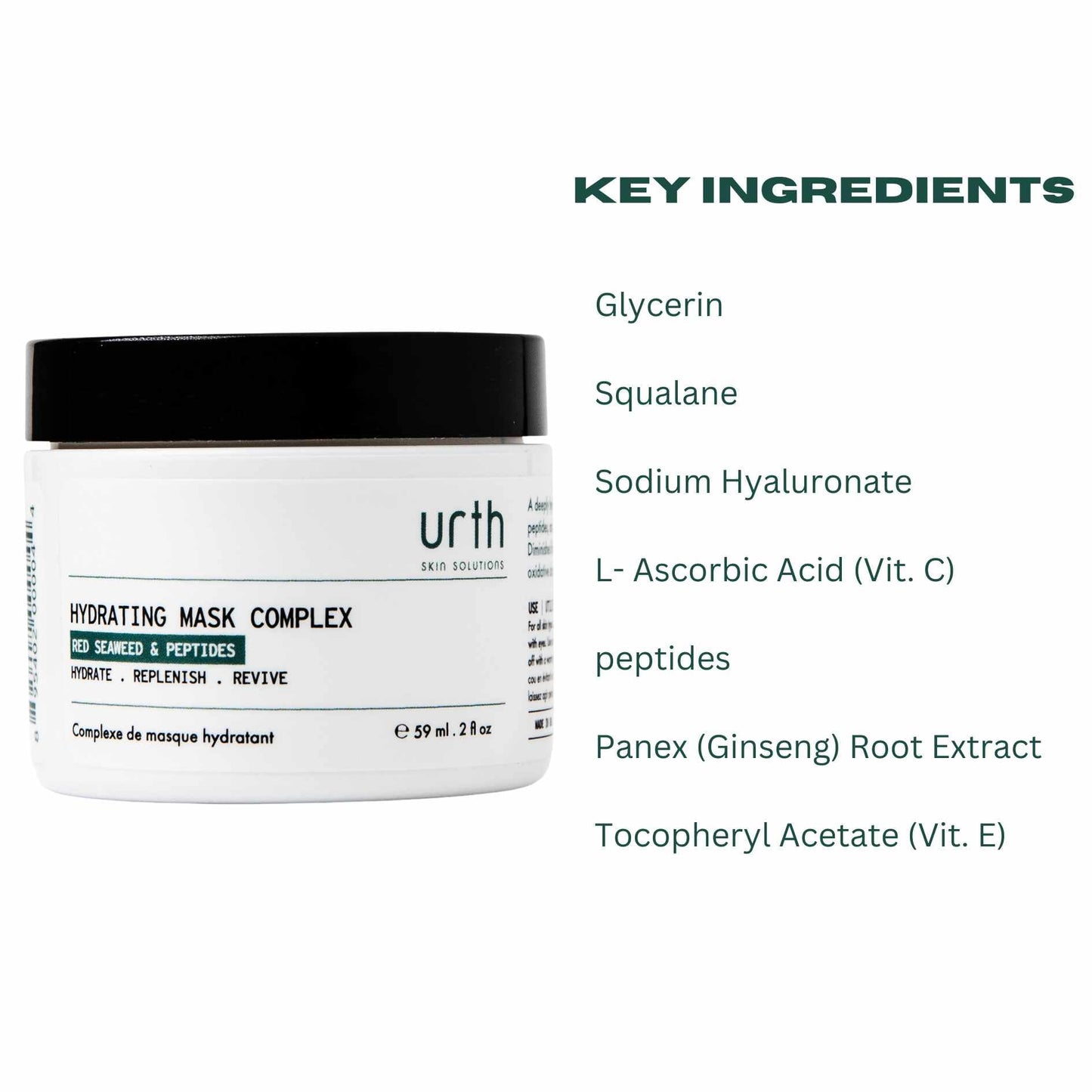 Urth Skin Solutions Hydrating Mask for Men, 2 oz - Anti Aging Hydrating Gel with Peptides, Argireline, Botanical Extracts, Vitamins, Restore