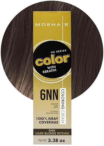 MOEHAIR 6NN Permanent Hair Color (Dark Blonde Intense) | Hair Color for 100% Gray Coverage | Infused with Keratin | Adds Shines & Smoothens Hair |